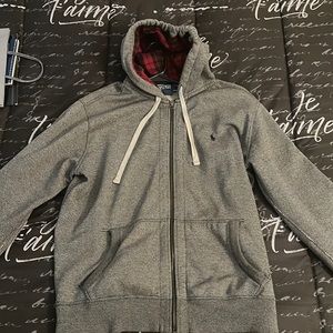 Polo hoodie zip up sweatshirt large